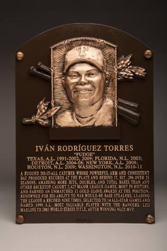 Ivan Rodriguez Hall of Fame induction plaque