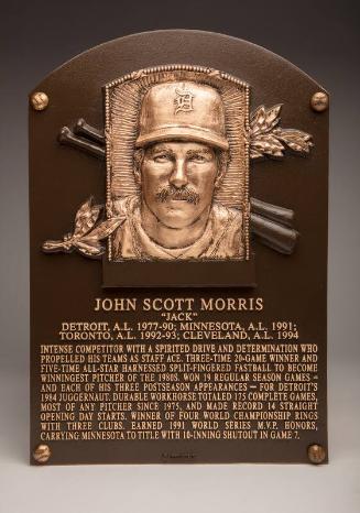 Jack Morris Hall of Fame Induction plaque