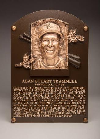 Alan Trammell Hall of Fame Induction plaque
